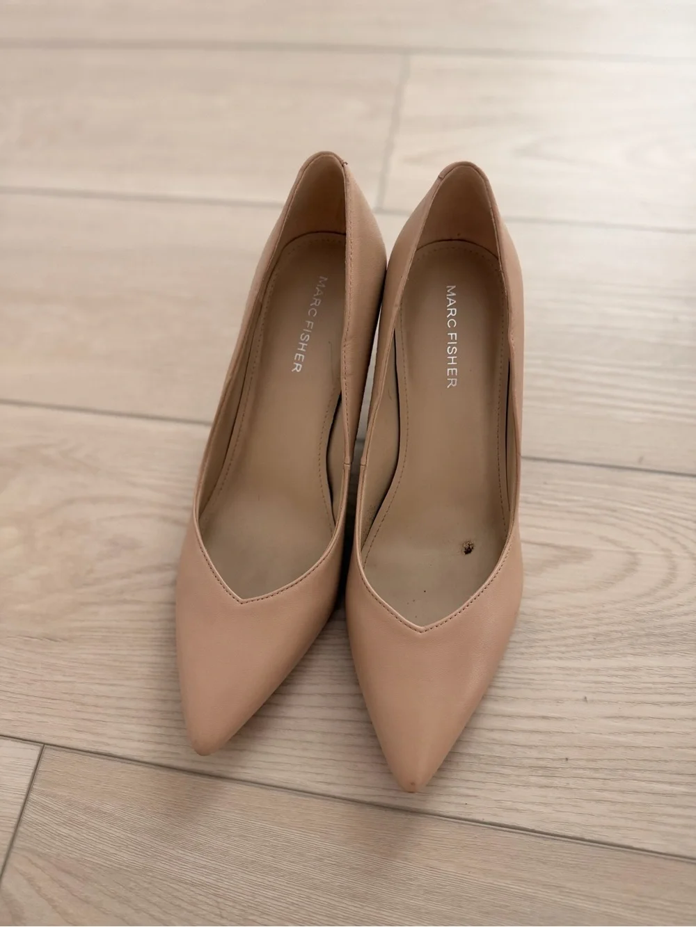 Marc Fisher Blush Nude Pointed-Toe Leather Pumps